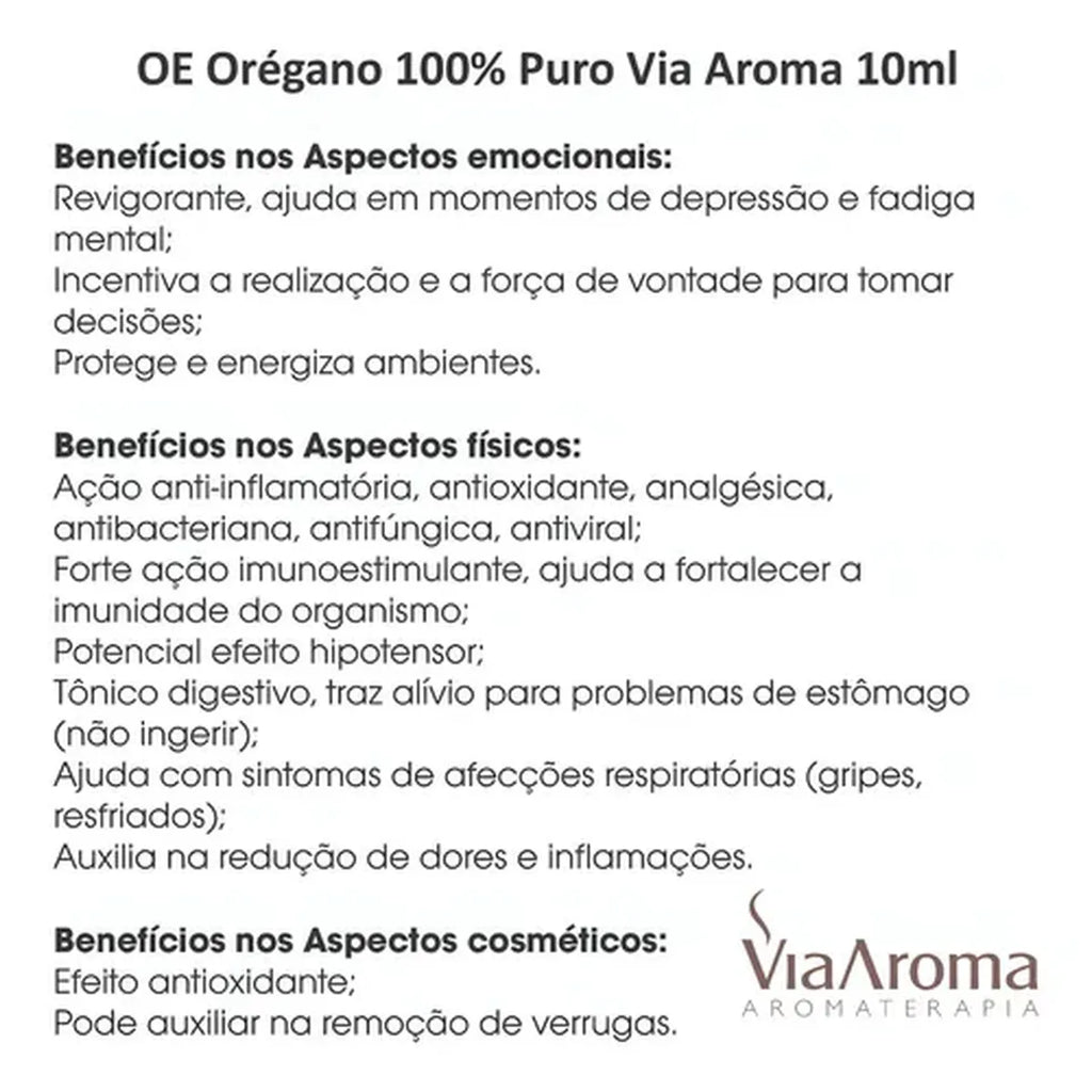 Óleo Essencial Orégano Via Aroma – 10 ml
