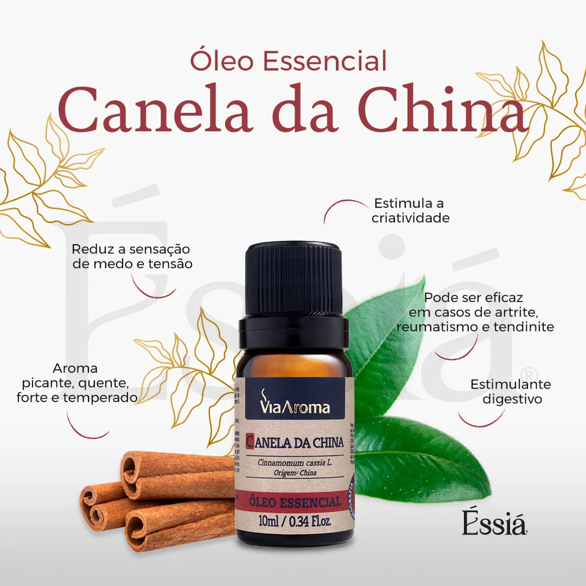 Óleo Essencial Canela da China Via Aroma – 10 ml