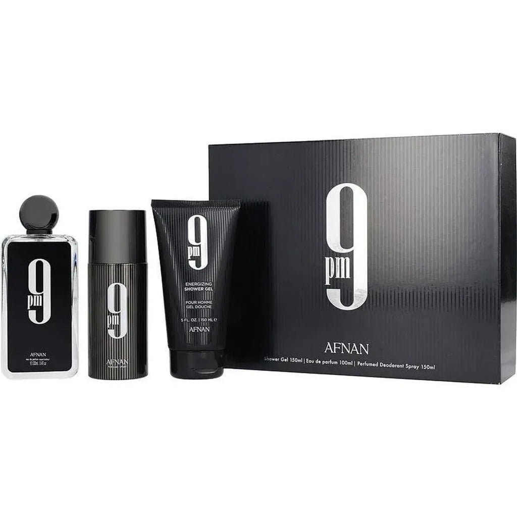 9 PM Kit 3×100 ml EDP + Shower Gel + Deo Masculino