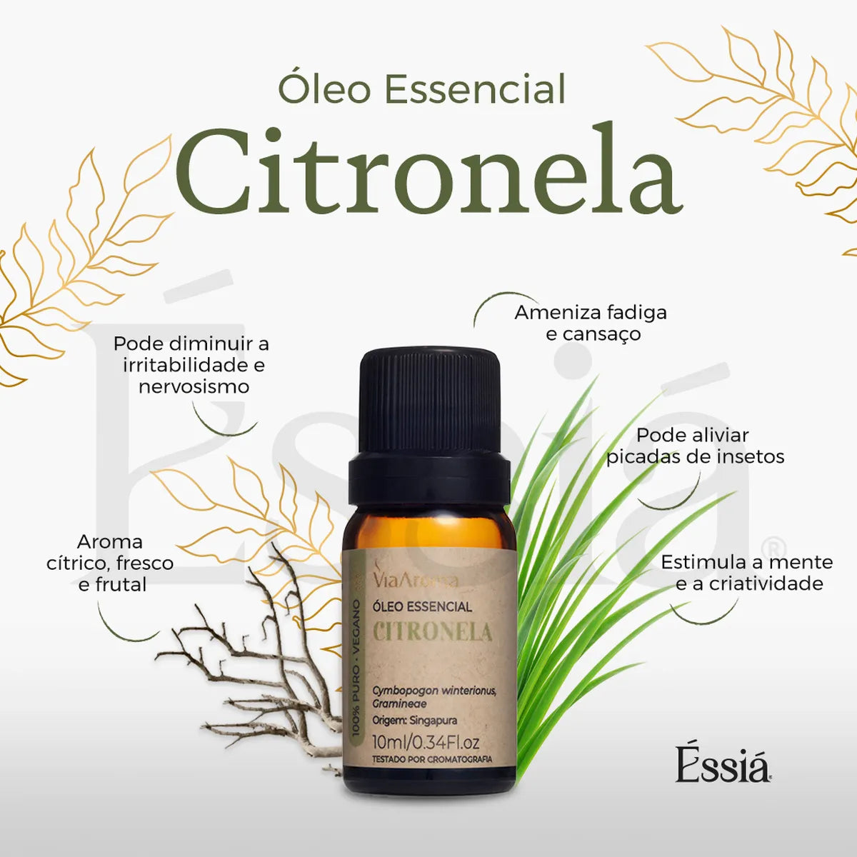 Óleo Essencial Citronela Via Aroma – 10 ml