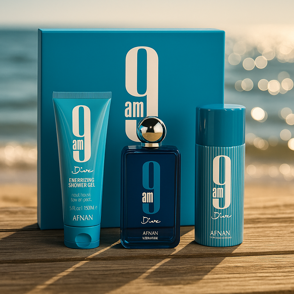 9 AM Dive Kit 3 × (EDP 100 ml + Shower Gel 150 ml + Deodorant 150 ml) Unissex