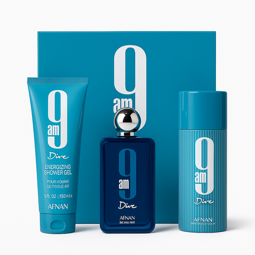 9 AM Dive Kit 3 × (EDP 100 ml + Shower Gel 150 ml + Deodorant 150 ml) Unissex